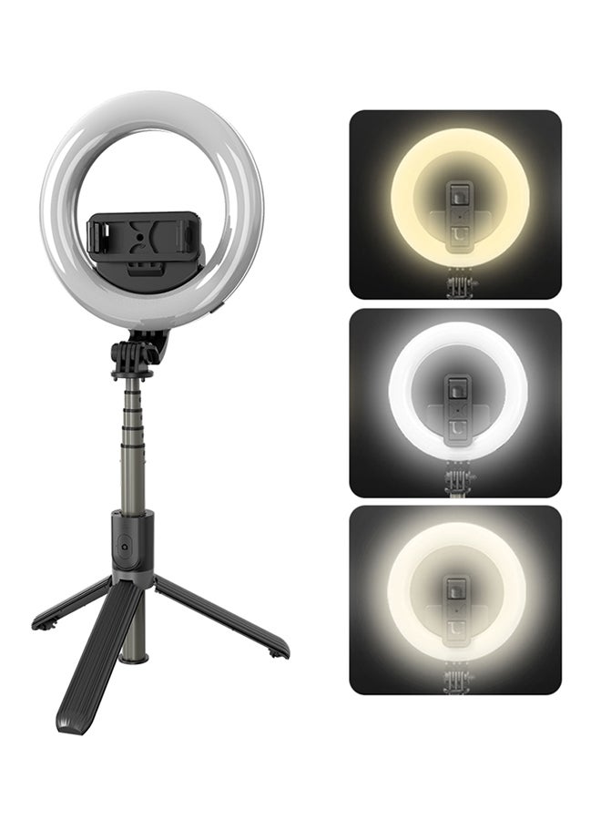 6-Inch Mini Smartphone Selfie Ring Light LED With Tripod Selfie Stick Remote Shutter For Live Streaming Online Video Makeup Selfie Black  - Image 1