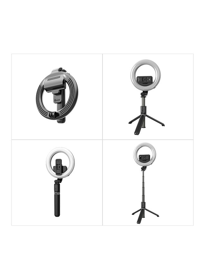6-Inch Mini Smartphone Selfie Ring Light LED With Tripod Selfie Stick Remote Shutter For Live Streaming Online Video Makeup Selfie Black  - Image 3