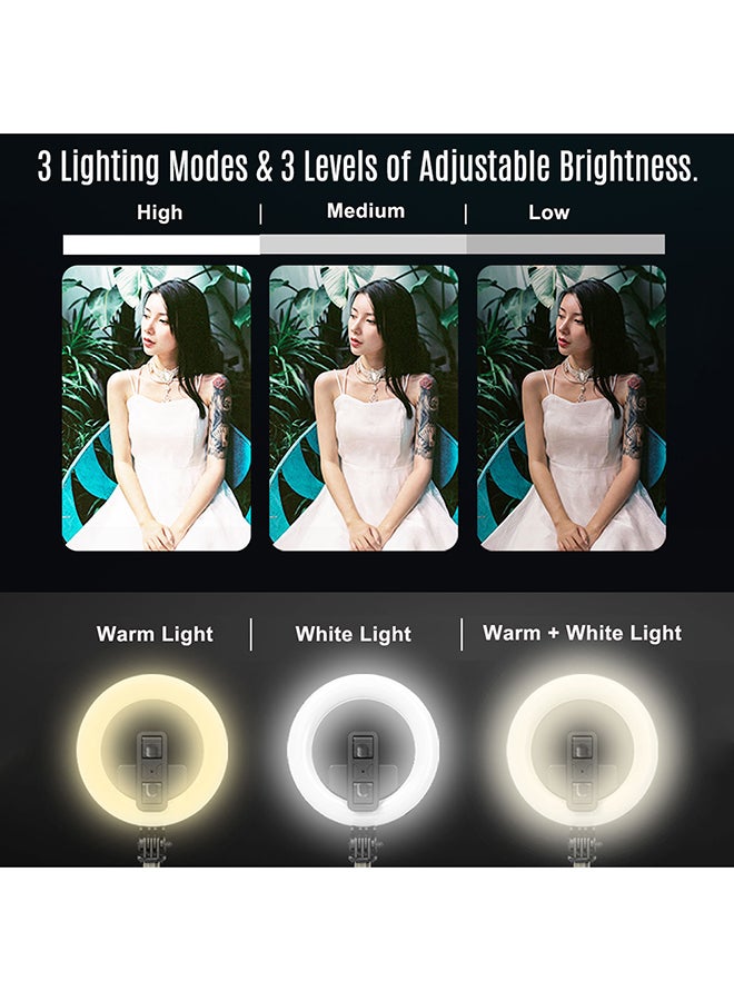 6-Inch Mini Smartphone Selfie Ring Light LED With Tripod Selfie Stick Remote Shutter For Live Streaming Online Video Makeup Selfie Black  - Image 4
