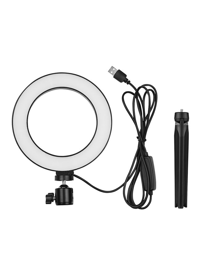 6-Inch Desktop LED Ring Light 3200K-5500K Dimmable Mini Camera With Mini Tripod Ballhead Adapter For Live Streaming Online Video Makeup Photography Black - Image 2