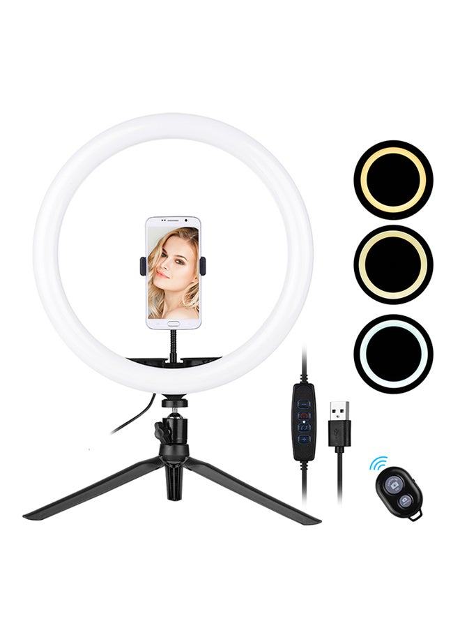 30cm/12Inch LED Ring Light 5600-8200K Diammable 3 Colors With Tripod Phone Stand Holder Remote Shutter For Video Live Streaming Black  - Image 2