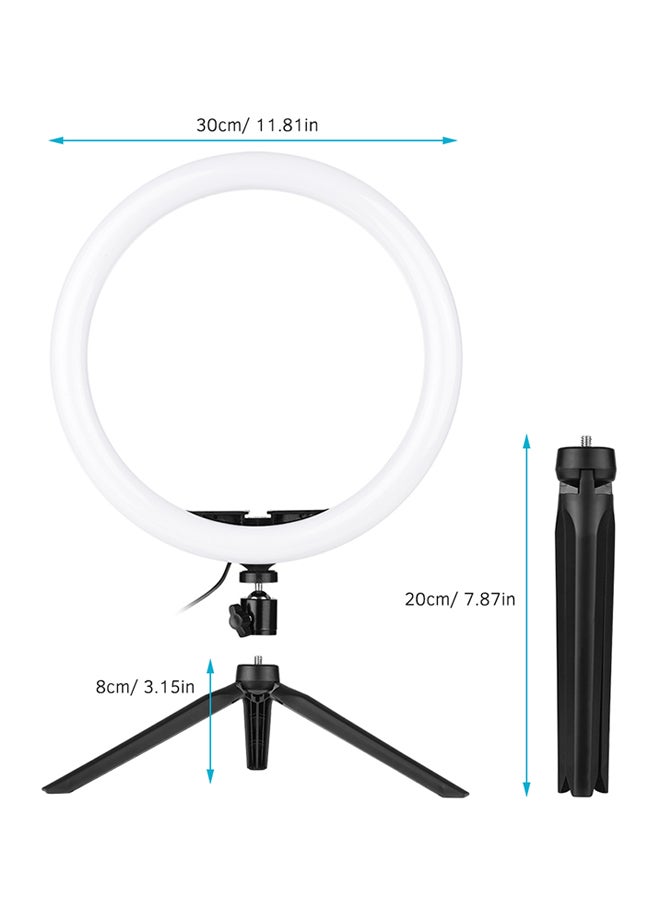 30cm/12Inch LED Ring Light 5600-8200K Diammable 3 Colors With Tripod Phone Stand Holder Remote Shutter For Video Live Streaming Black  - Image 3
