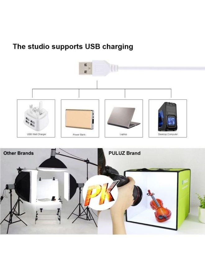 بولوز ستوديو إضاءة سوفت بوكس قابل للطي مع منفذ USB 30x30x30سم أخضر/أبيض  - Image 4
