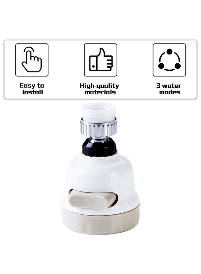 Degree Rotation Faucet Booster Shower Head  Tap White 85x53x50mm - Image 2