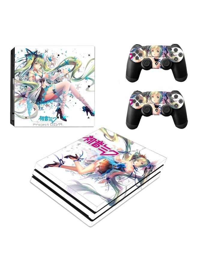 Beauenty 3-Piece Anime Girl Printed Console And Controller Sticker Set For PlayStation 4 Pro - Image 1