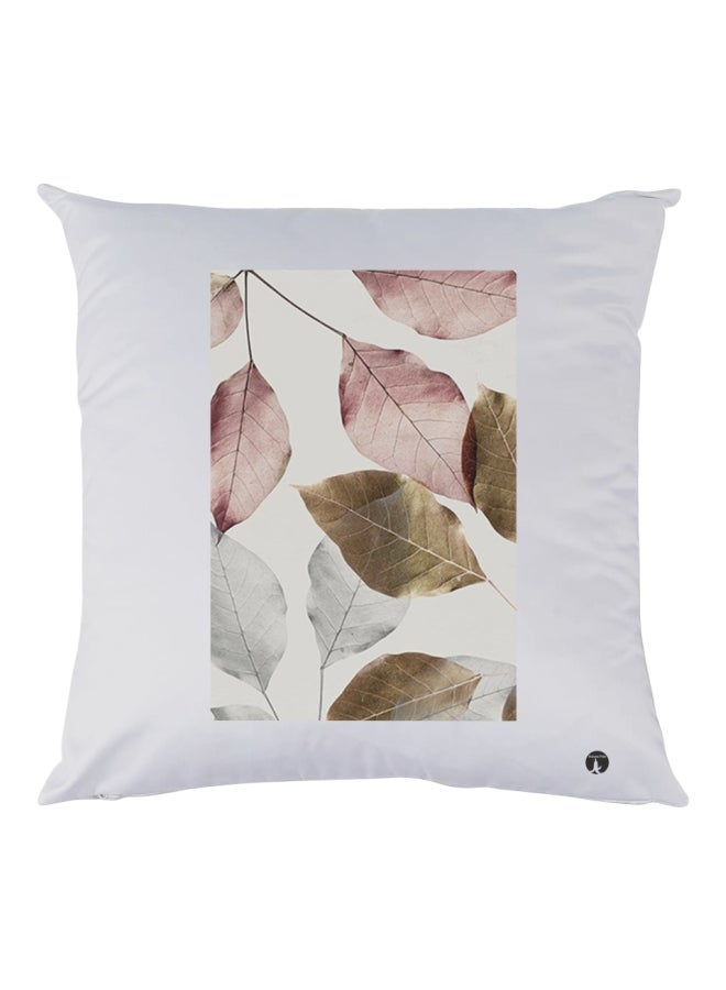 بي بي وسادة مزينة بطبعة أوراق الشجر أبيض/أحمر/بني 30x30سم