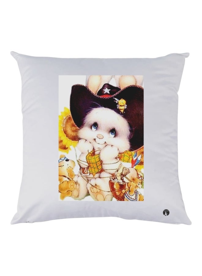 بي بي وسادة زينة للديكور بطبعة تصميم لحيوان أبيض/ بني/ وردي 30x30سم