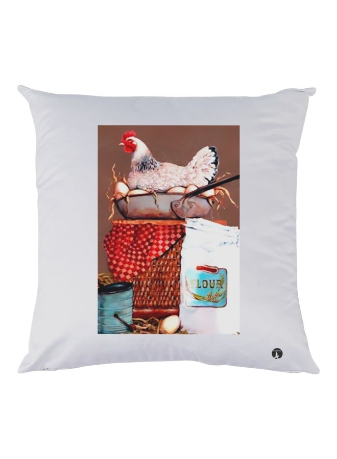 BP Printed Decorative Throw Pillow White/Green/Red 30x30cm