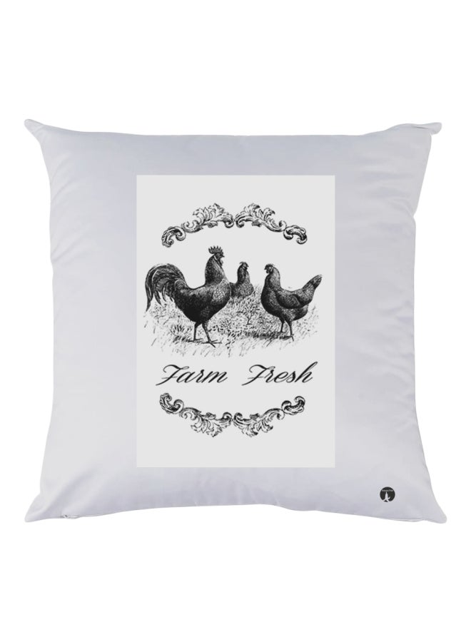 BP Farm Fresh Printed Decorative Throw Pillow White/Black 30x30cm