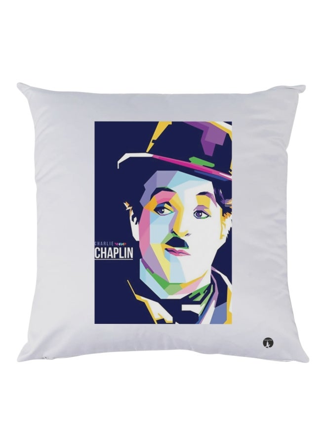 BP Charlie Chaplin Printed Decorative Throw Pillow White/Blue/Green 30x30cm