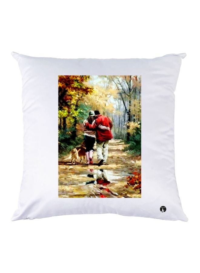 بي بي وسادة زينة بطبعة زوجين يحبان بعضهما أبيض/أخضر/أحمر 30x30سم