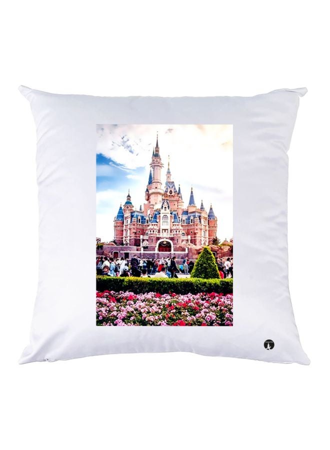 BP Palace Printed Decorative Throw Pillow White/Pink/Blue 30x30cm