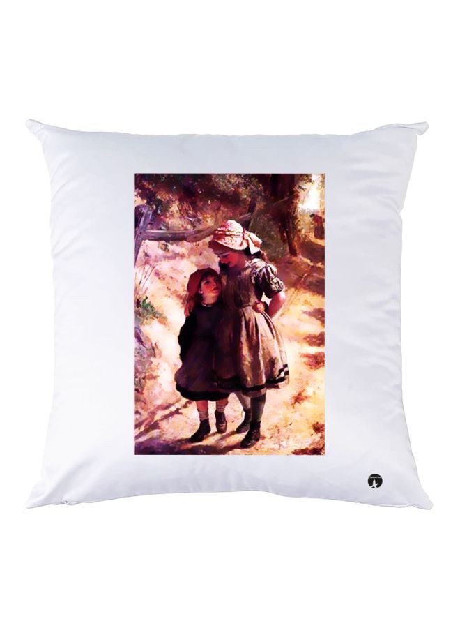 BP Printed Throw Pillow White/Brown/Beige 30x30cm