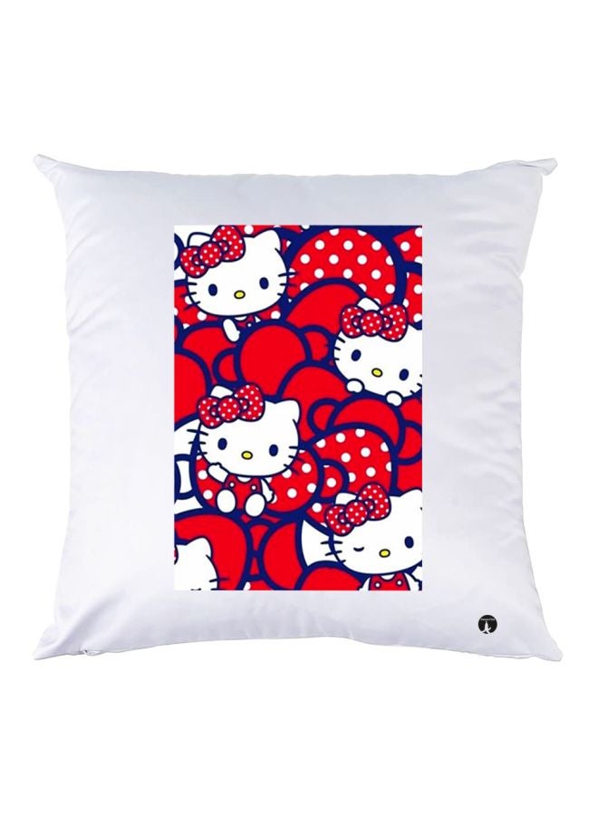 بي بي وسادة زينة مطبوع عليها قطة صغيرة أبيض/أحمر/أزرق 30x30سم