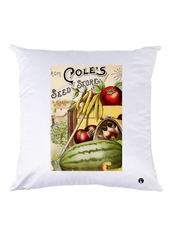 بي بي وسادة زينة مطبوع عليها فواكه أبيض/أخضر/أحمر 30x30سم