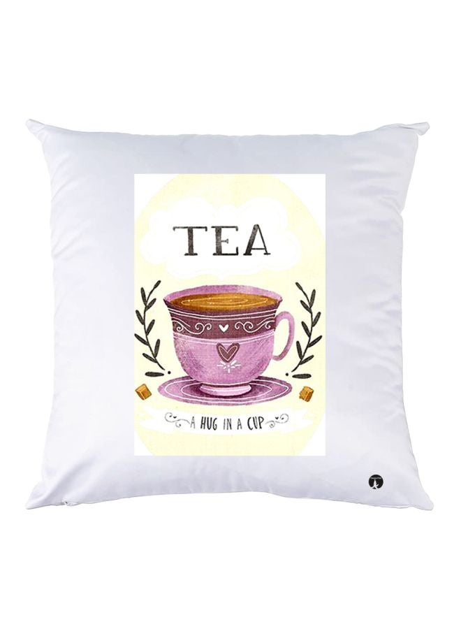 بي بي وسادة زينة للديكور بطبعة على شكل كوب شاي أبيض/أرجواني/بني 30x30سم