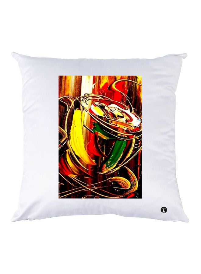 بي بي وسادة زينة للديكور بطبعة على شكل كوب شاي أبيض/أحمر/أصفر 30x30سم