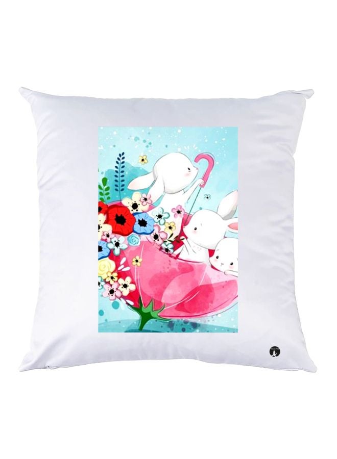 بي بي وسادة زينة مطبوعة أبيض/أزرق/وردي 30x30سم