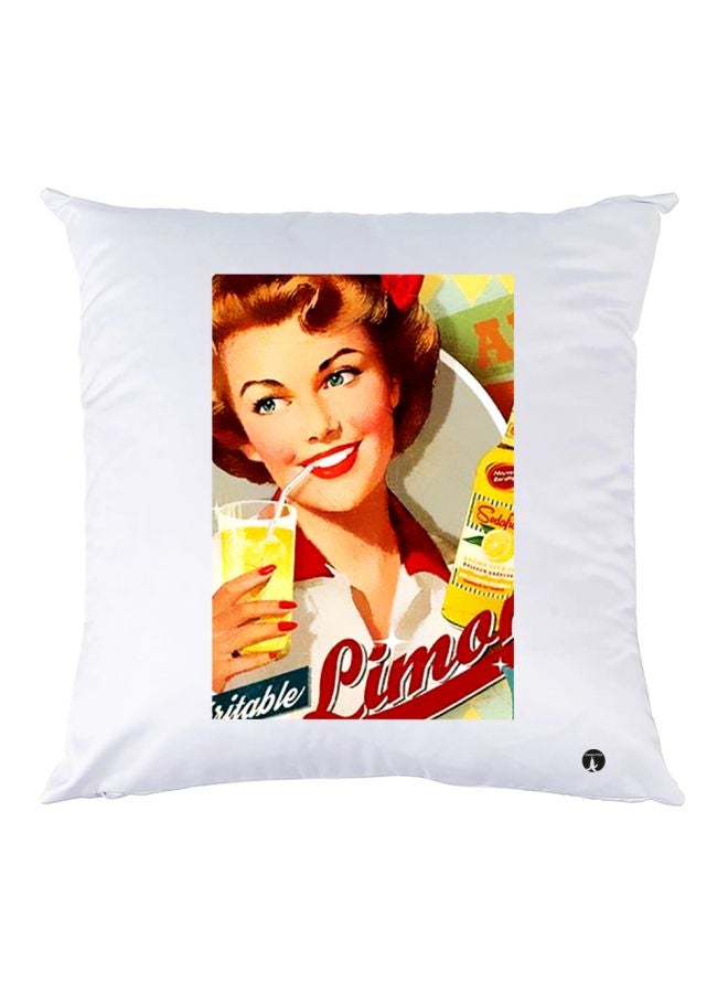 بي بي وسادة زينة مطبوعة أبيض/أحمر/بني 30x30سم