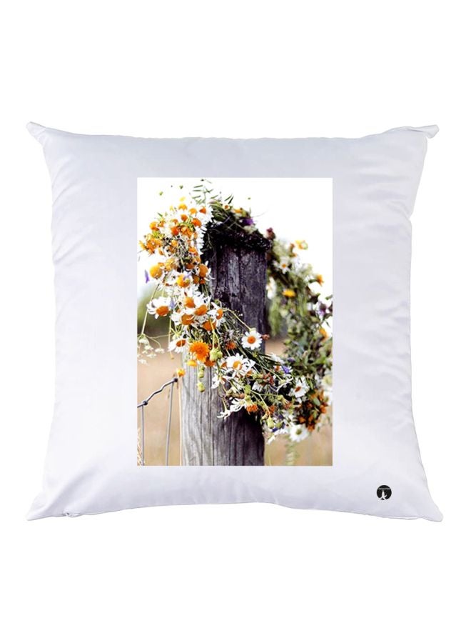 BP Wreath Printed Throw Pillow White/Yellow/Green 30x30cm