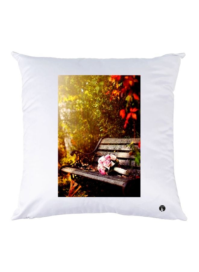 بي بي غطاء وسادة مطبوع عليه زهور أبيض/أخضر/أحمر 30x30سم