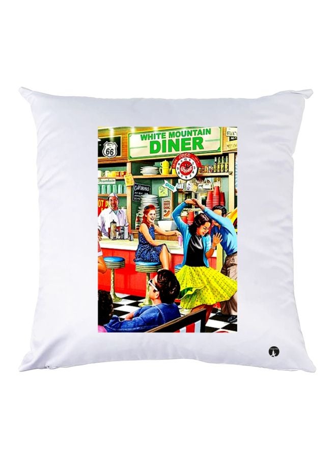 بي بي وسادة زينة بطابع حفلات أبيض/أصفر/أزرق 30x30سم