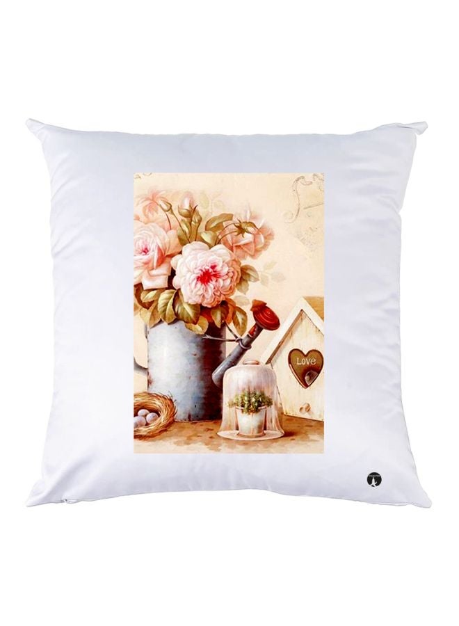 BP Printed Throw Pillow White/Beige/Pink 30x30cm