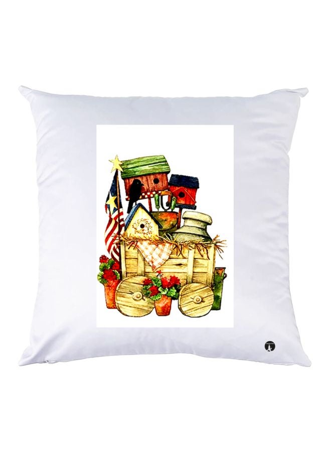 BP Printed Throw Pillow White/Yellow/Red 30x30cm