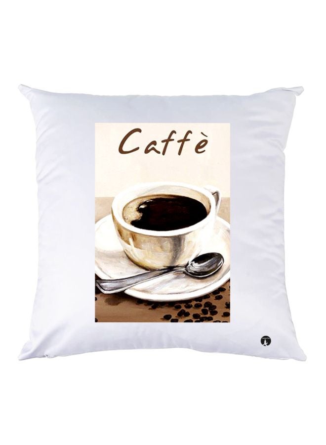 BP Coffee Themed Throw Pillow White/Beige/Black 30x30cm