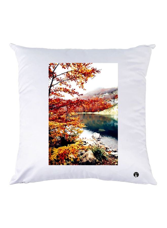 BP Nature Printed Throw Pillow White/Red/Yellow 30x30cm