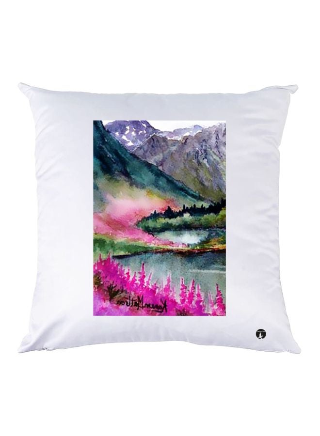 BP Nature Printed Throw Pillow White/Purple/Pink 30x30cm