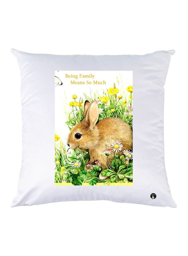 BP Rabbit Printed Throw Pillow White/Green/Brown 30x30cm