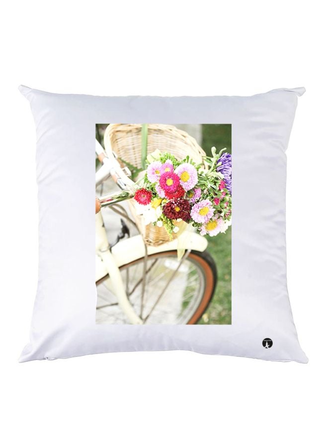 BP Printed Throw Pillow White/Beige/Pink 30x30cm