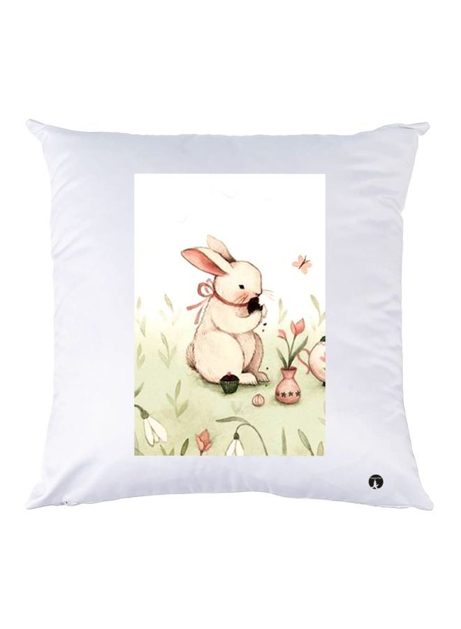 BP Rabbit Printed Throw Pillow White/Green/Beige 30x30cm
