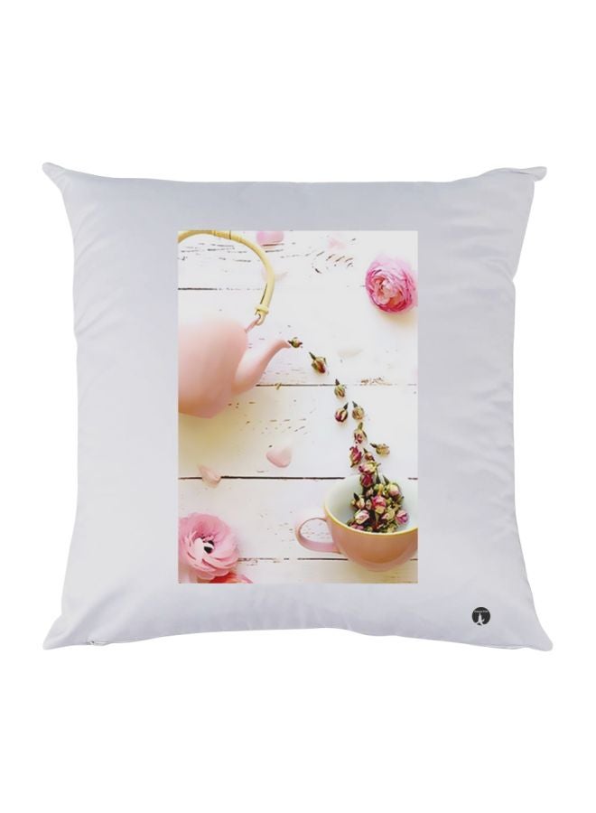 بي بي وسادة زينة مطبوعة أبيض/بيج/وردي 30x30سم