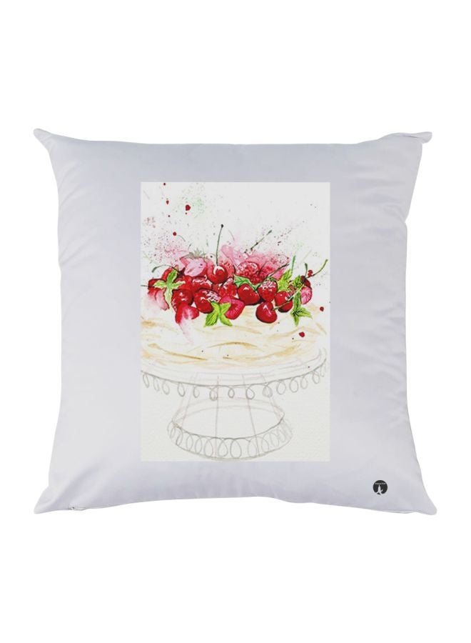 بي بي وسادة زينة بطبعة ثمار الفراولة أبيض/وردي/أخضر 30x30سم