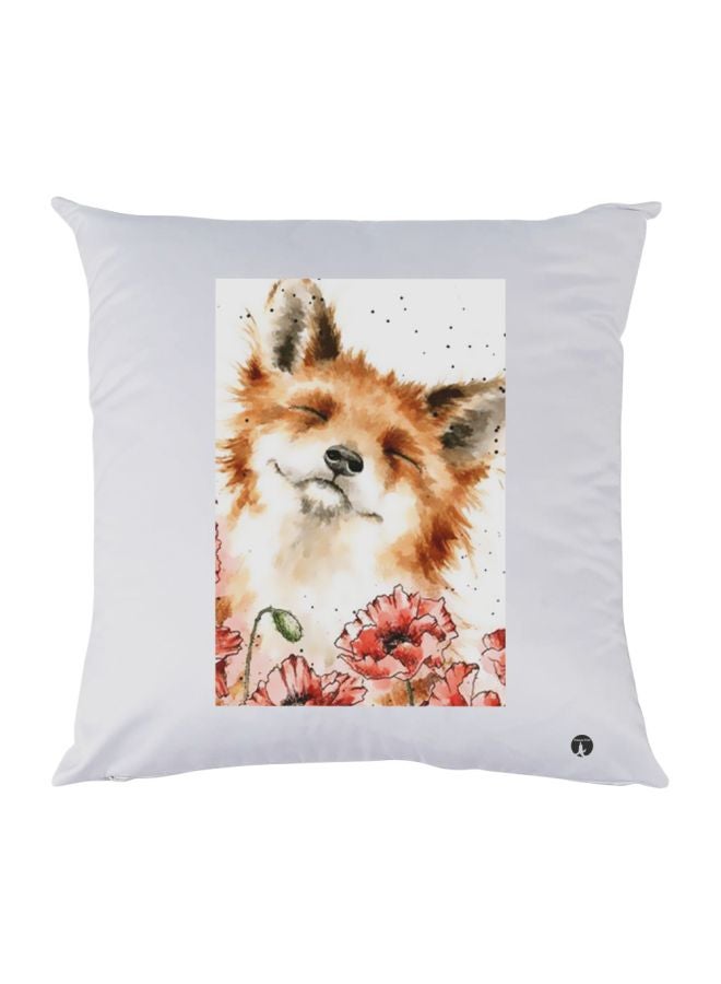 BP Dog Printed Throw Pillow White/Brown/Pink 30x30cm