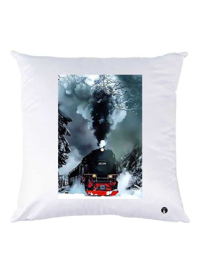 بي بي وسادة زينة بطبعة قطار أبيض/أزرق/أحمر