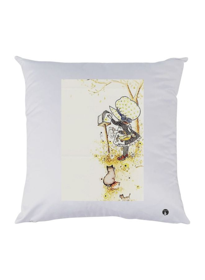 بي بي غطاء وسادة ديكور بطبعة رسومات كرتونية أبيض/بيج/أسود 30x30سم