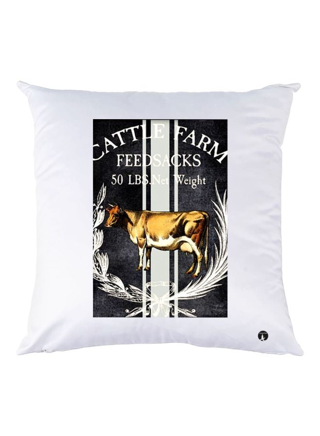 بي بي وسادة زينة بطبعة عبارة "Cattle Farm" أبيض/أسود/ذهبي 30x30سم