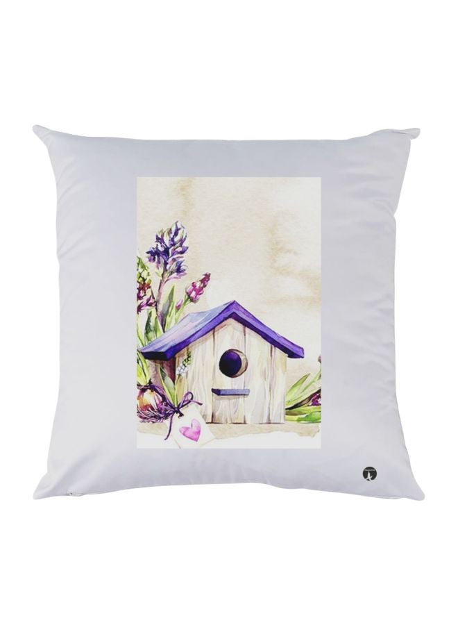 BP Printed Throw Pillow White/Beige/Purple 30x30cm