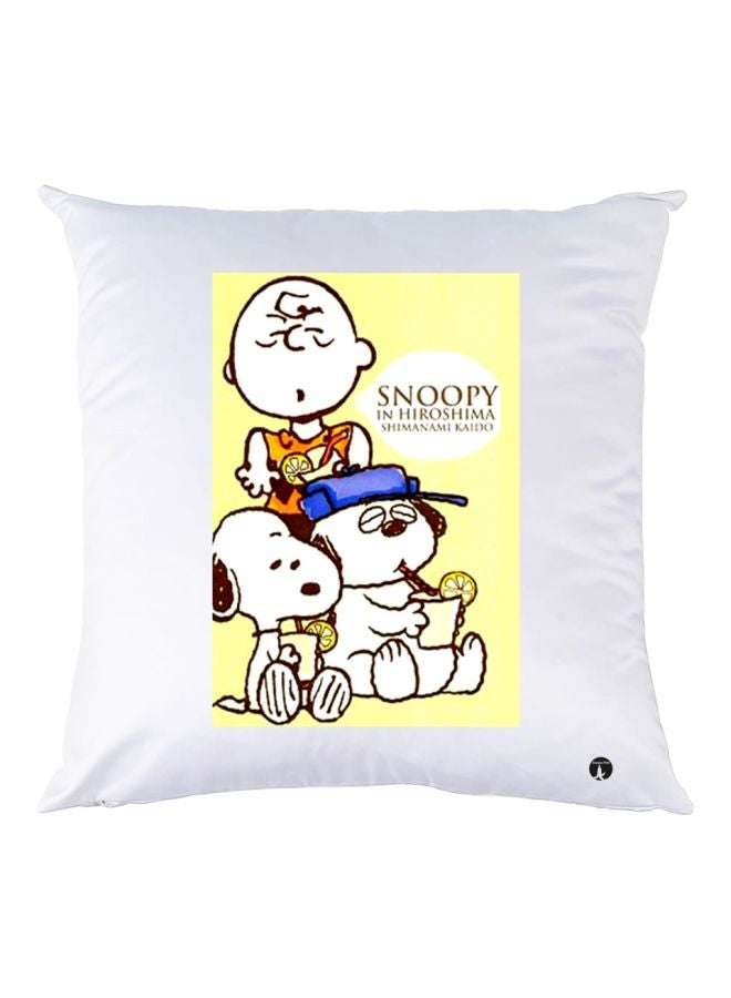 BP Snoopy Dog Printed Decorative Throw Pillow White/Yellow/Blue 30x30cm