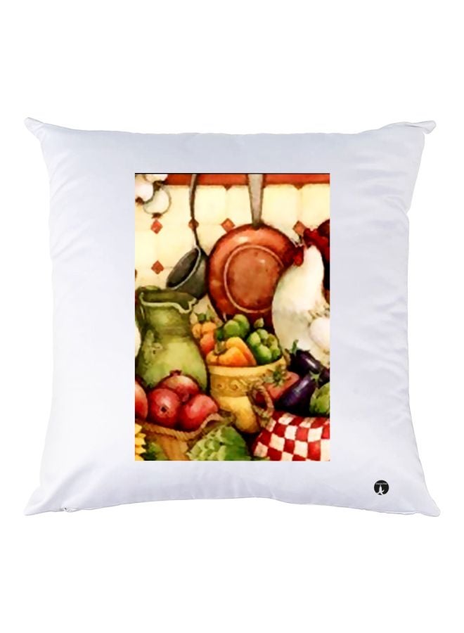 بي بي وسادة زينة بطبعة فاكهة أبيض/أحمر/أخضر 30x30سم