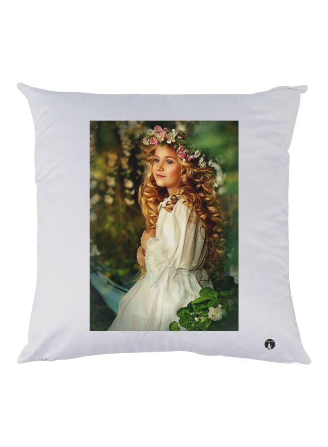 BP Girl Printed Throw Pillow White/Green/Beige 30x30cm