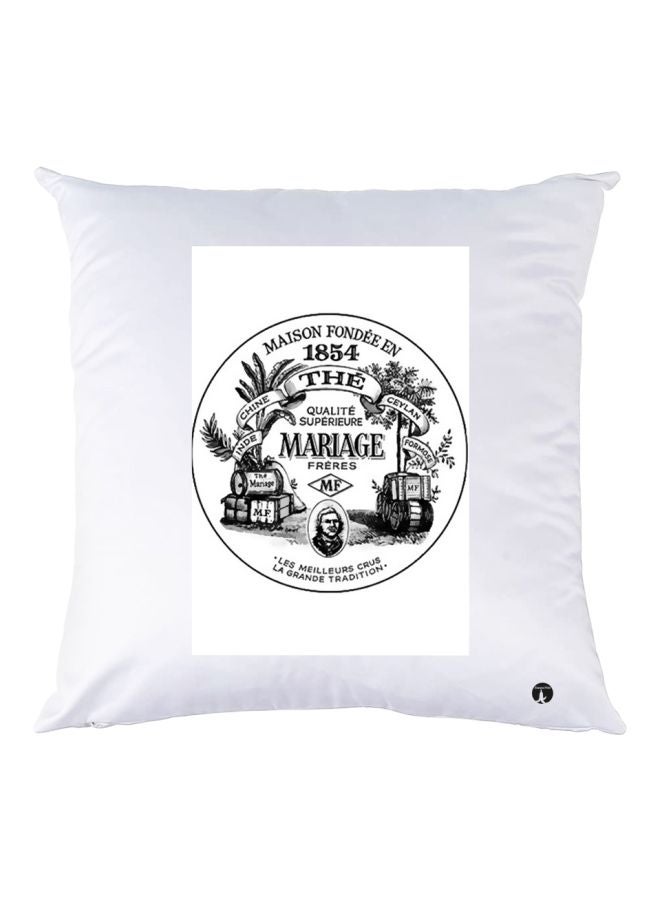 بي بي وسادة ديكور مزينة بطبعة شعار أبيض/ أسود 30x30سم