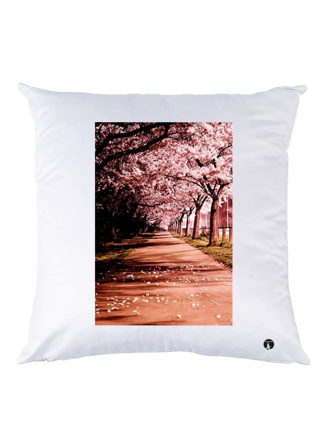 BP Decorative Printed Throw Pillow White/Pink/Brown 30x30cm