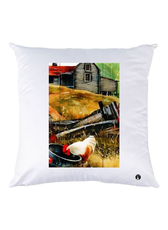 BP Nature Printed Throw Pillow White/Yellow/Grey 30x30cm