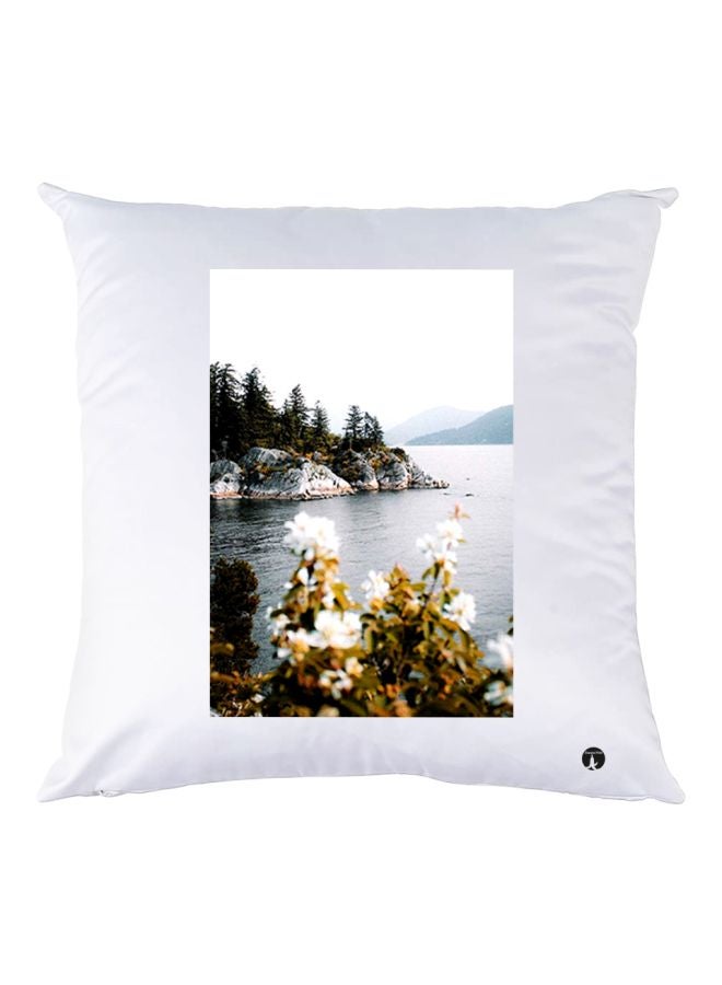 BP Nature Printed Throw Pillow White/Grey/Green 30x30cm