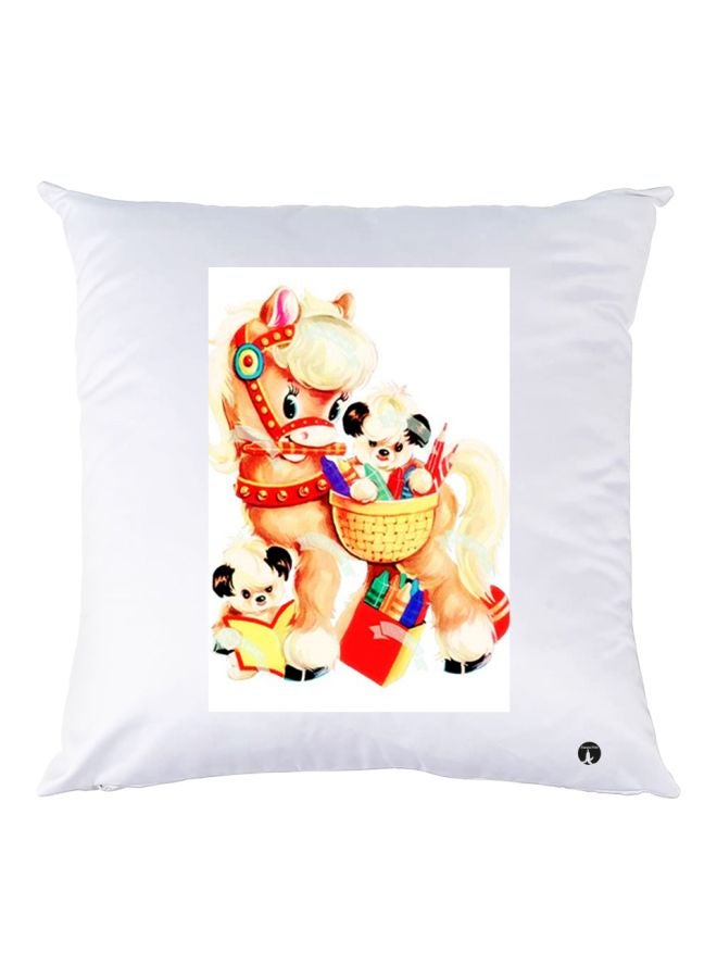 بي بي وسادة ديكور مزينة بطبعات أبيض/بيج/أحمر 30x30سم