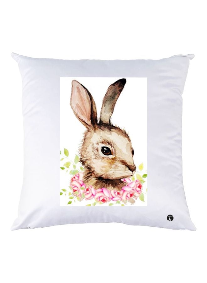 BP Rabbit Printed Throw Pillow White/Brown/Pink 30x30cm